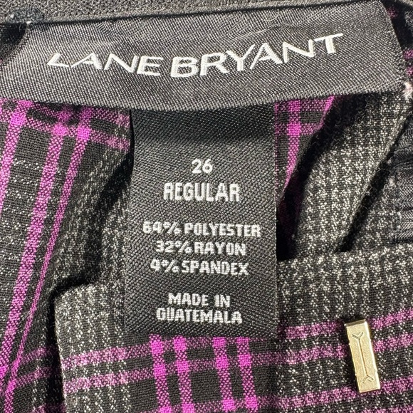 Lane Bryant Purple Gray Bold Plaid Wide Leg Pants - Picture 6 of 9
